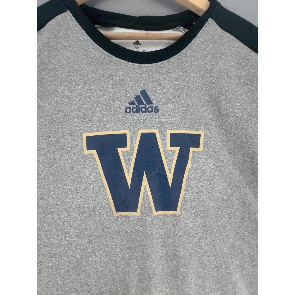 Adidas Mens Washington Huskies Fleece Pullover Gray Black 2XL HI2913